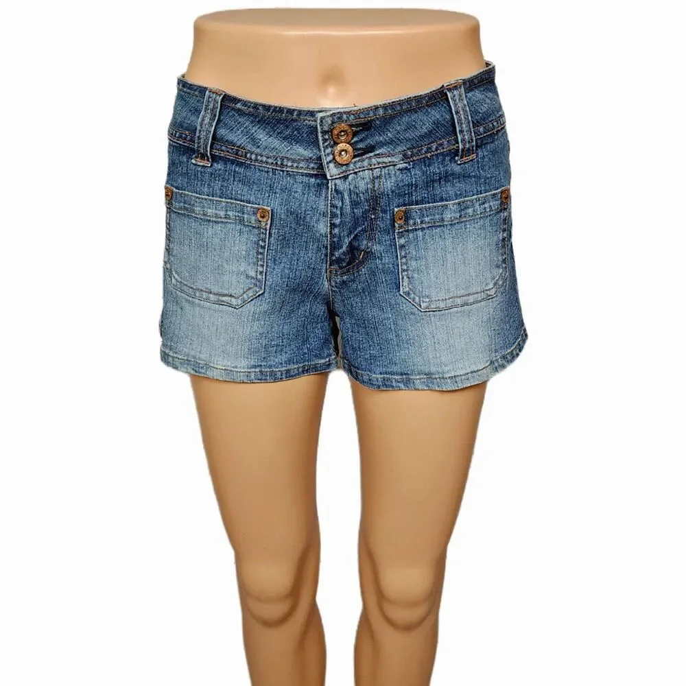 Bongo Vintage 2000s Low Rise Cargo Flap Pocket Denim Shorts Size 9 (8